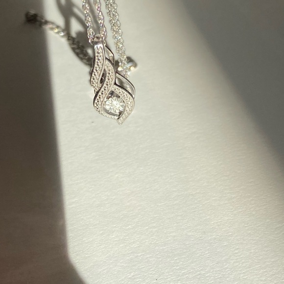 GENUINE Diamond necklace 925 Sterling silver - Picture 5 of 15